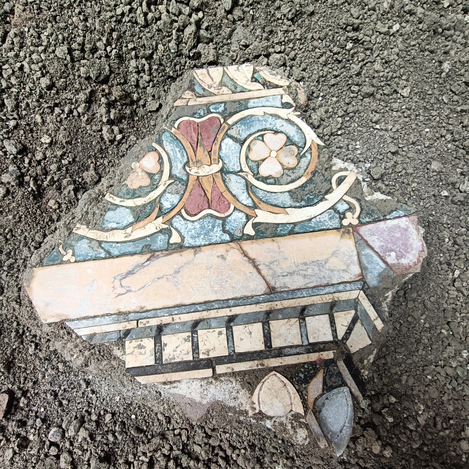 A beautiful decorative relic found in the recent excavations of the Insula Meridionali, Pompeii A beautiful decorative relic found in the recent excavations of the Insula Meridionali, Pompeii
