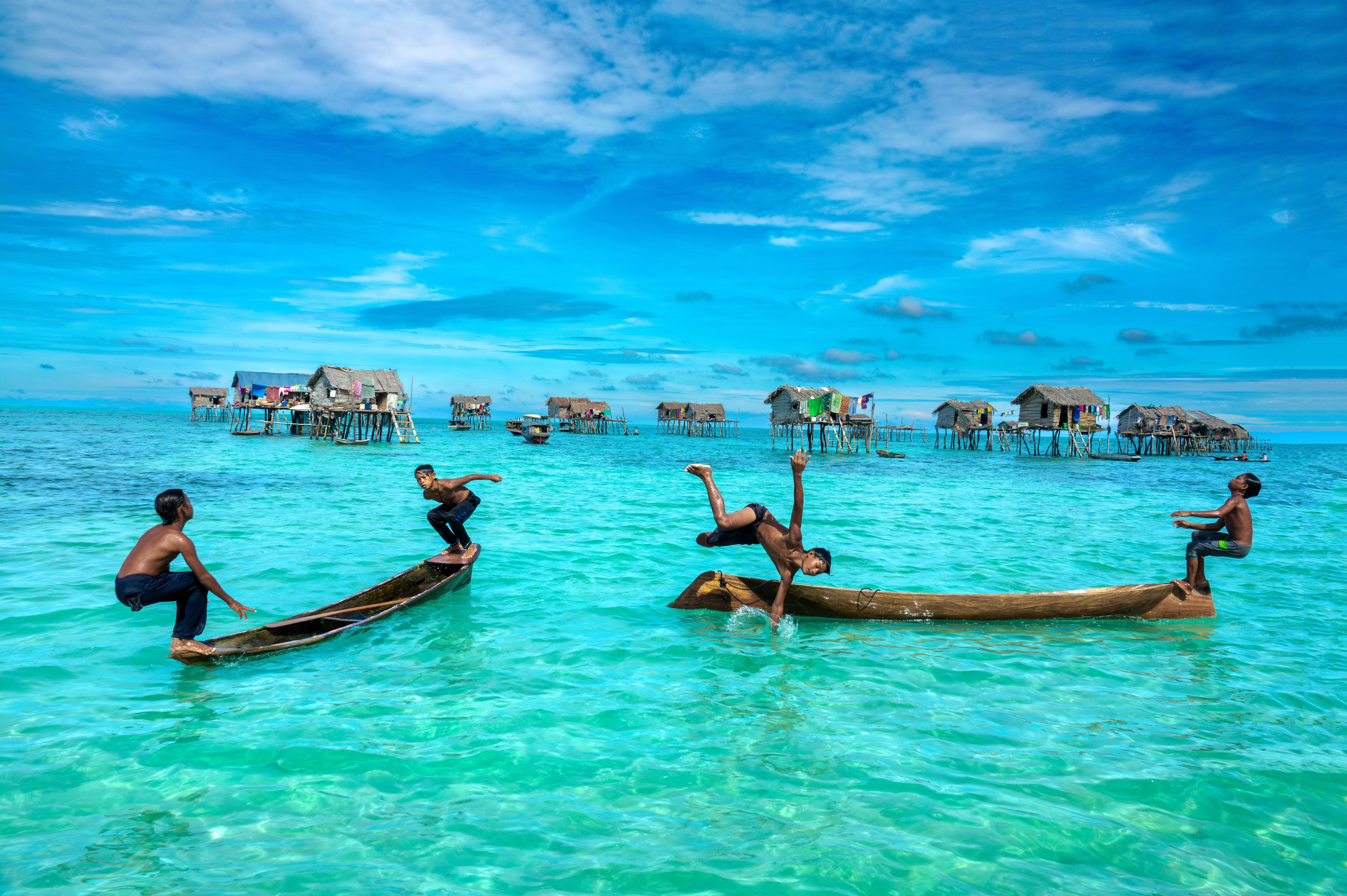 Bajau freedivers photographed in Malaysia in 2017.