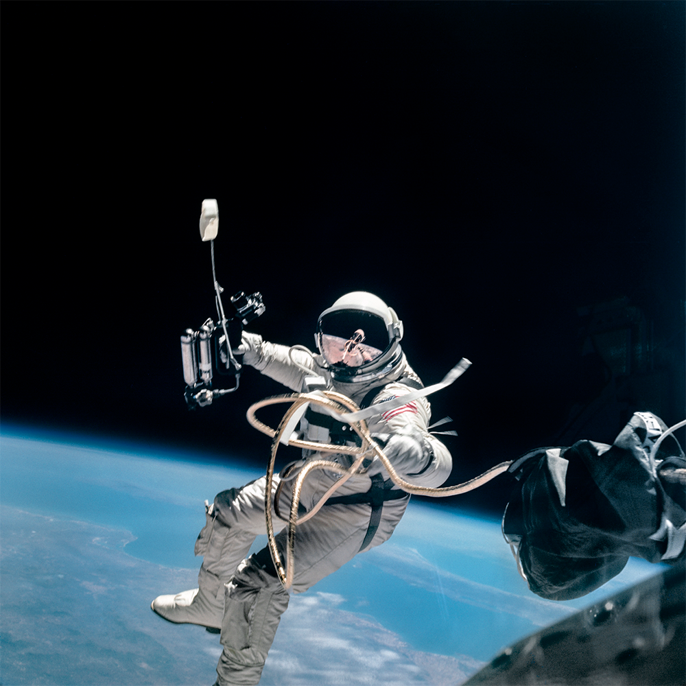 Ed White completes the first US space walk. Ed White completes the first US space walk.