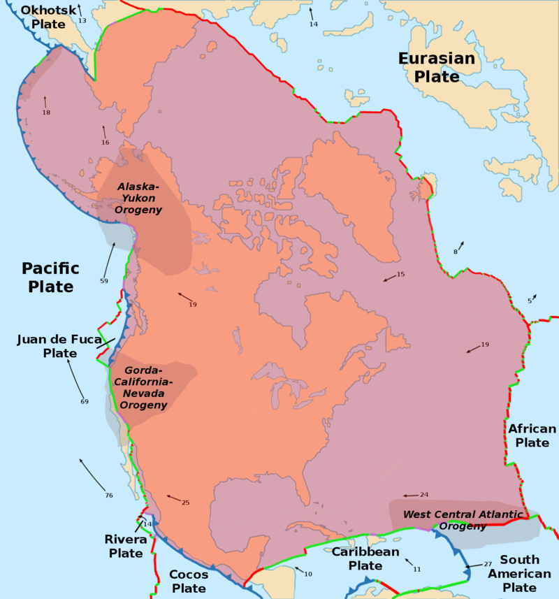 A map of North American tectonic plate 